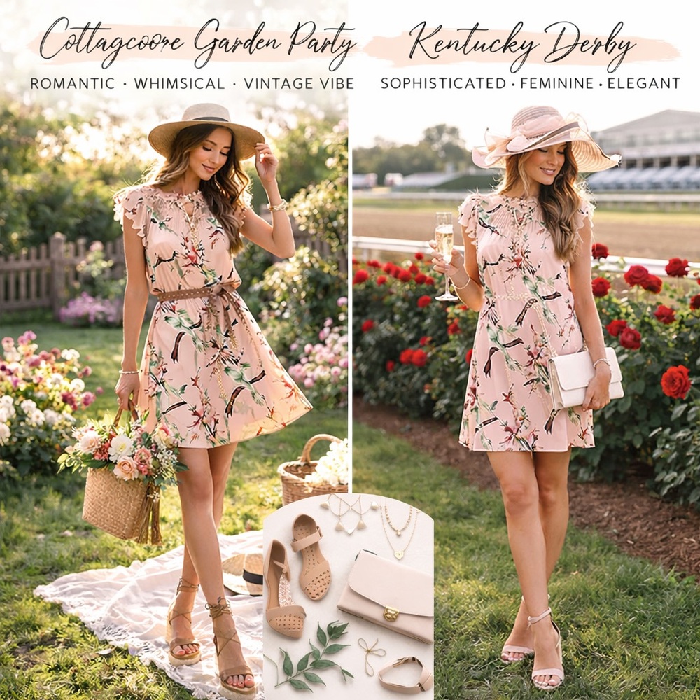 Chelsea & Violet Blush Bird Floral Eyelash Lace Shift Dress Small Boho